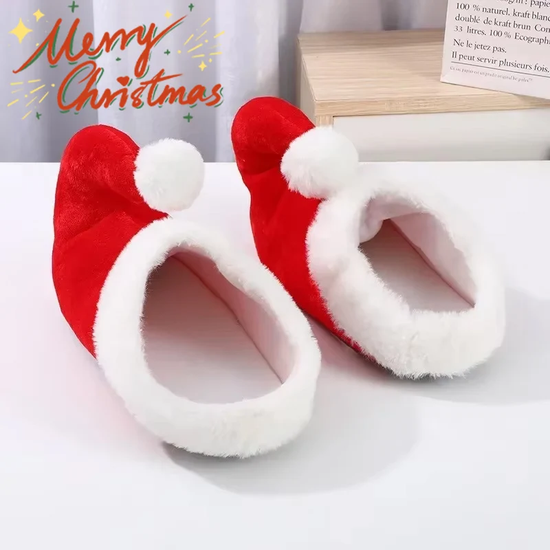 Christmas Decoration Slippers Cotton Slippers Santa Claus Elf Shoes Toe Anti-slip Warm Slippers for Adults Kids Christmas Party