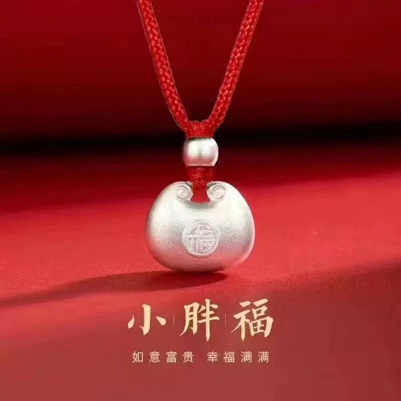 

Xiaopangfu Pendant 999 Necklace Women Braided Silver Lock Solid