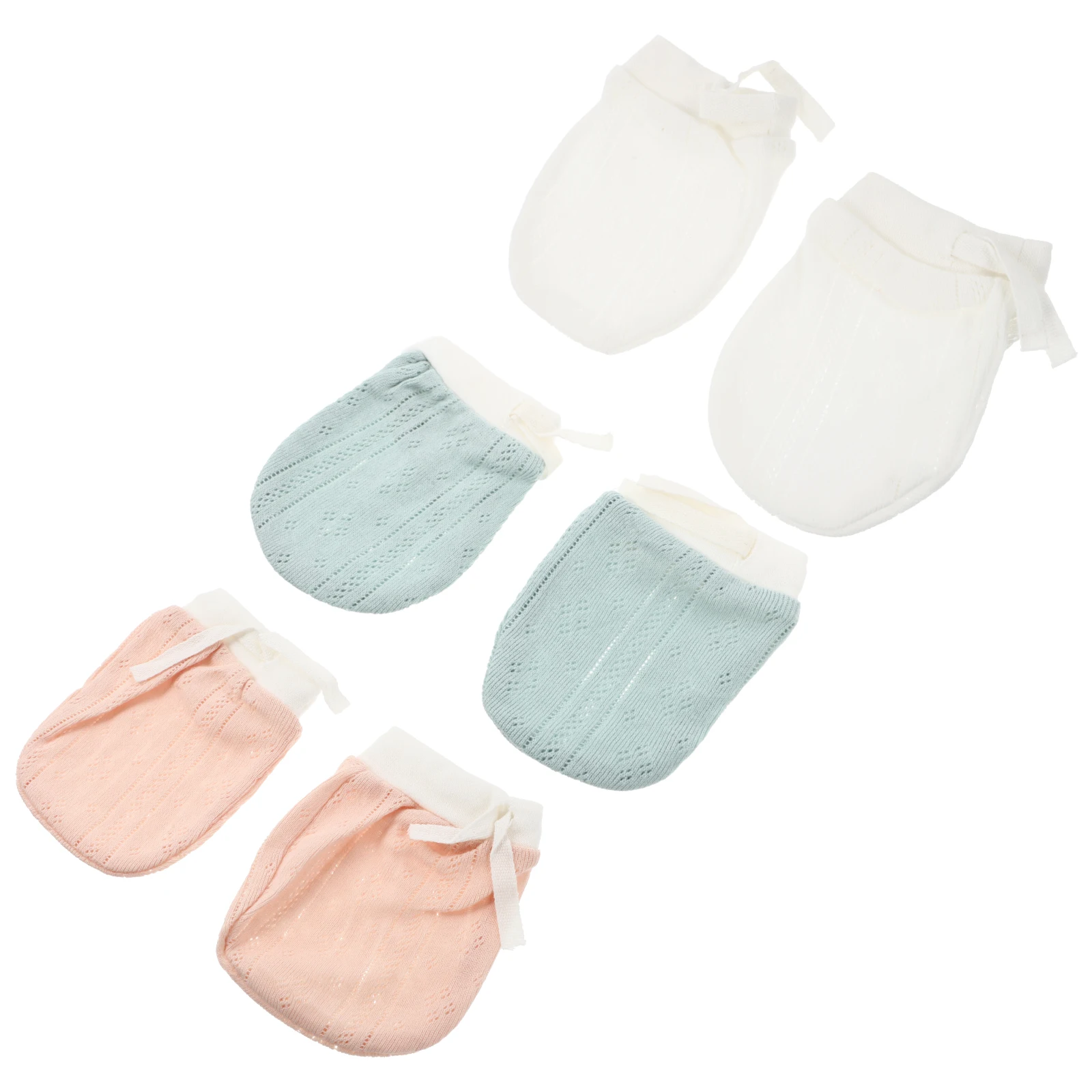 

3 Pairs Anti Scratch Gloves Decorative Baby Mitten Cotton Toddler Soft Material Washable Protect Face Scratching Warm