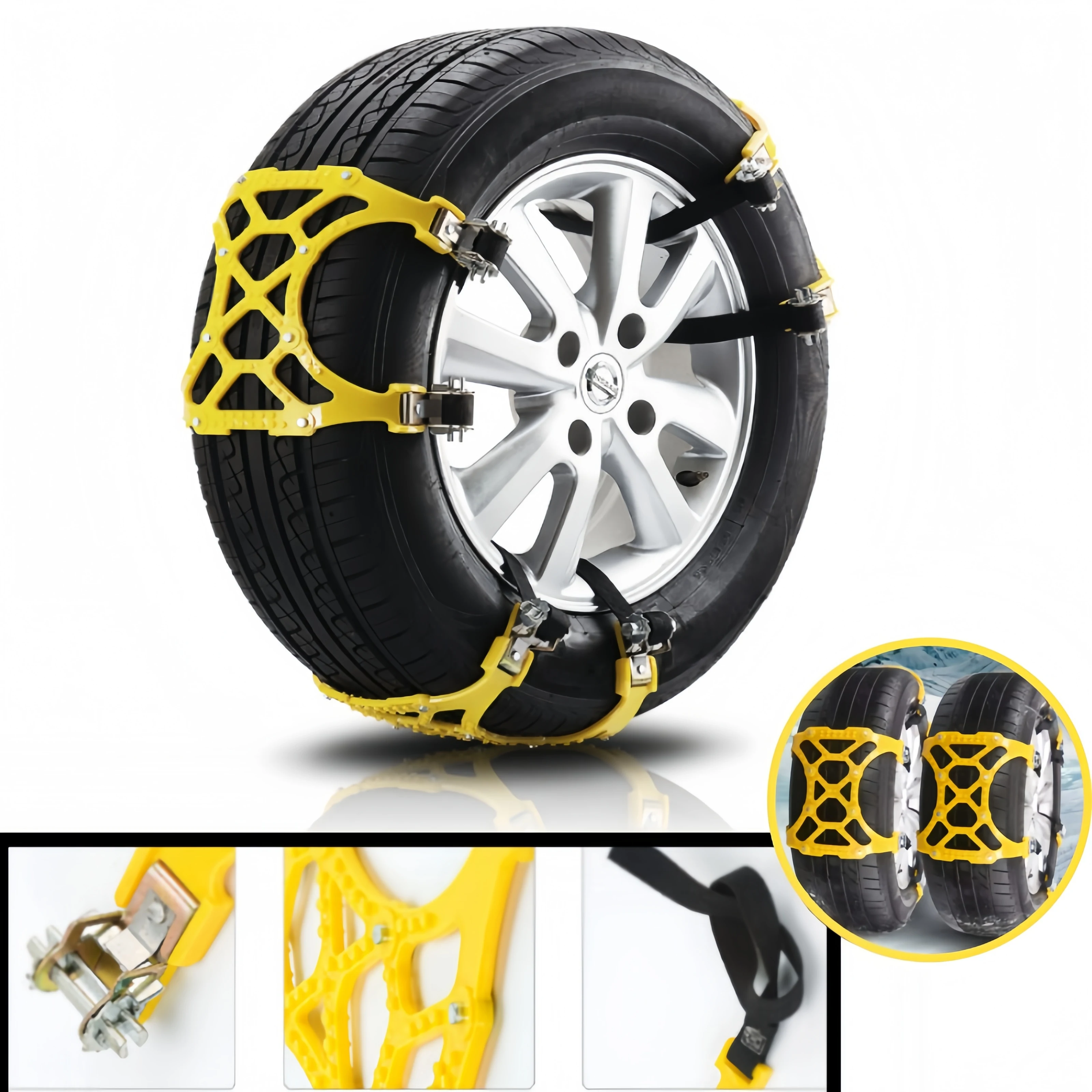 Thickened TPU Snow Chains for SUV Car Offroad Winter Anti Slip Tire Traction Ice Mud Road Emergency Traction Easy Install