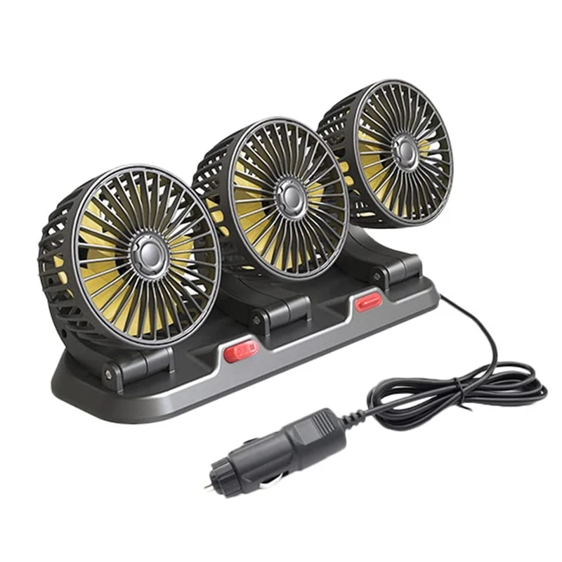 

Fan For Car Three-Head Fan For Suvs USB Cooling Air Small Personal Fan 2 Speeds Electric Fan For Truck Vehicle