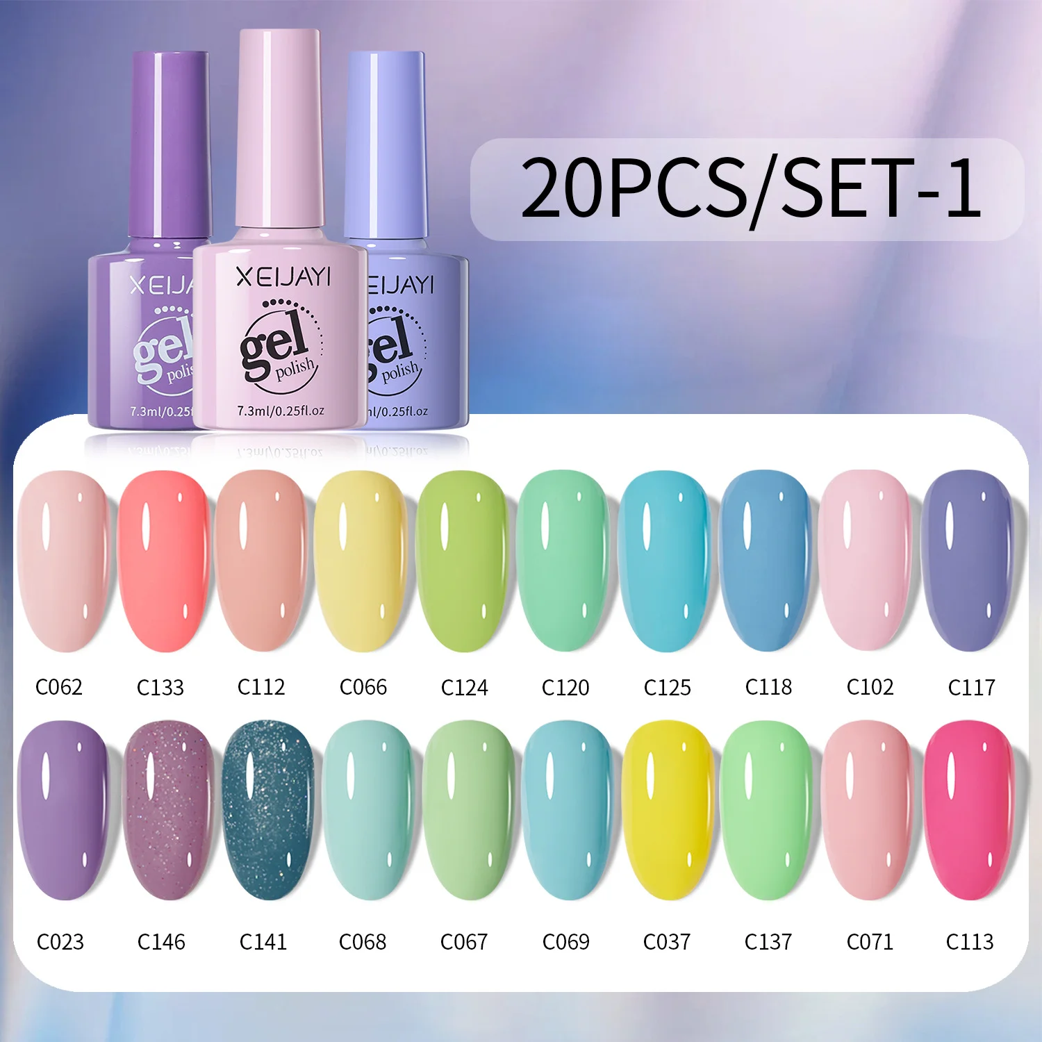 20Pcs/Set Gel Nail Polish Set Nail Gel Kit 200 Color Semi Permanent UV Led Gel Varnish Soak Off Nail Lacquers Base Coat Top Coat