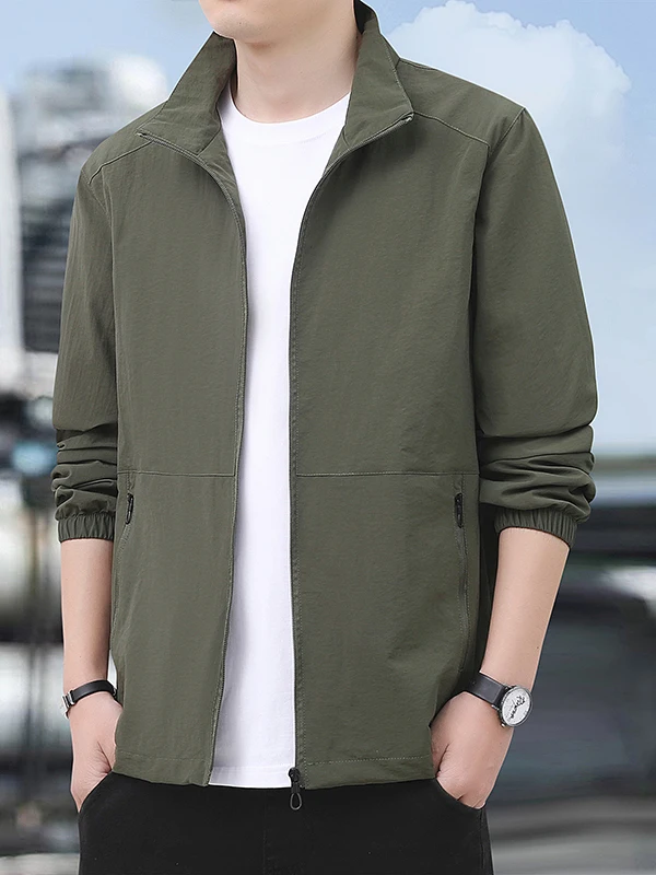 

Мужская демисезонная куртка-кардиган с воротником-стойкой, свободного кроя, тонкая, ветрозащитная, для активного отдыха, для молодежи и мужчин среднего возраста