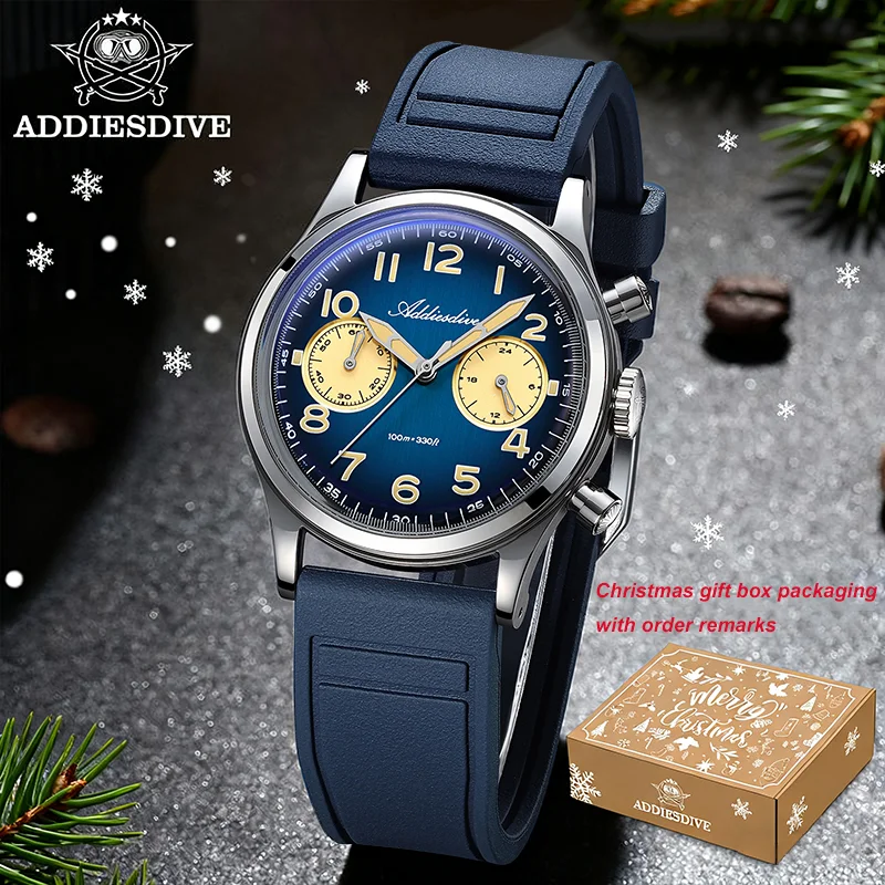 

ADDIESDIVE Chronography Quartz Watches VK64 Retro Luxury Bubble Glass 38mm Men's Watch Waterproof 10Bar Luminous Wristwatch Gift