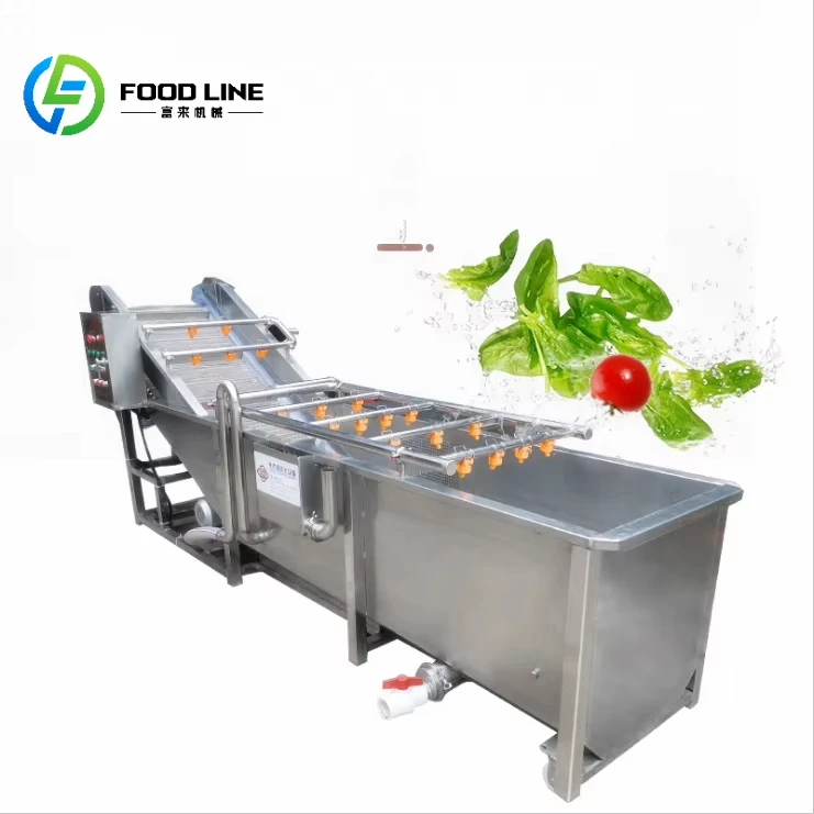Optimized Fully Automatic Bubble Washing Machine for Fruits and Vegetables for Vegetable Processing Plant  Customized