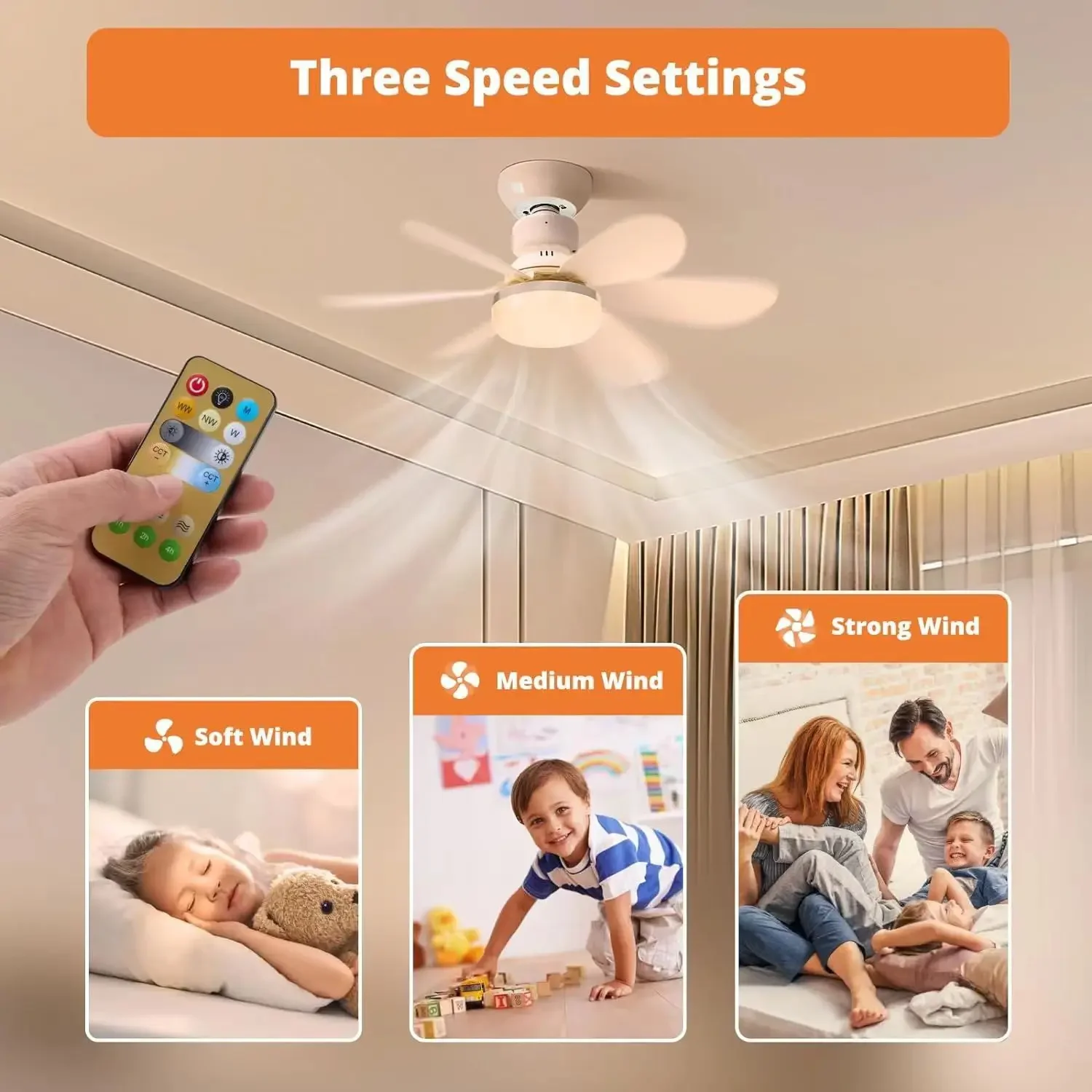 Household detachable fan blades, small fan, restaurant bedroom, intelligent remote control ceiling fan, wind and light adjustmen