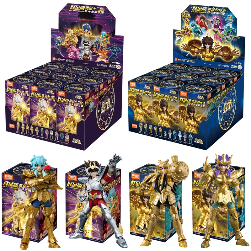 Blokees Gold Saint Action Figure Galaxy Version 02 Libra Dohko Sagittarius Saint Seiya Juguetes de Ensamblaje Regalo de Cumpleaños para Niños