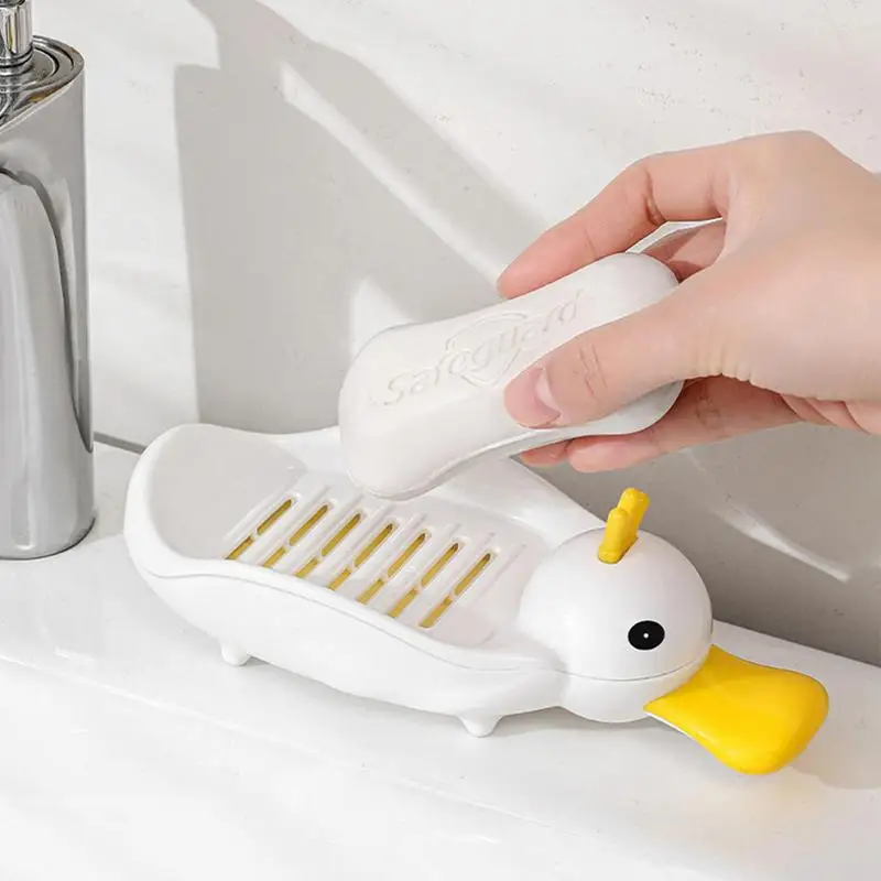 Duck Soapbar Holder Sponge Holder Removable Space Saving Draining Soapbar Dish Duck For Kitchen Sink Shower Room Bath Tub Laundr