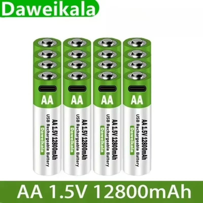 

1.5V AA USB Rechargeable Battery 12800 mAh Li-ion Battery for Remote Control Mouse Electric Toy Battery + Type-C Cable