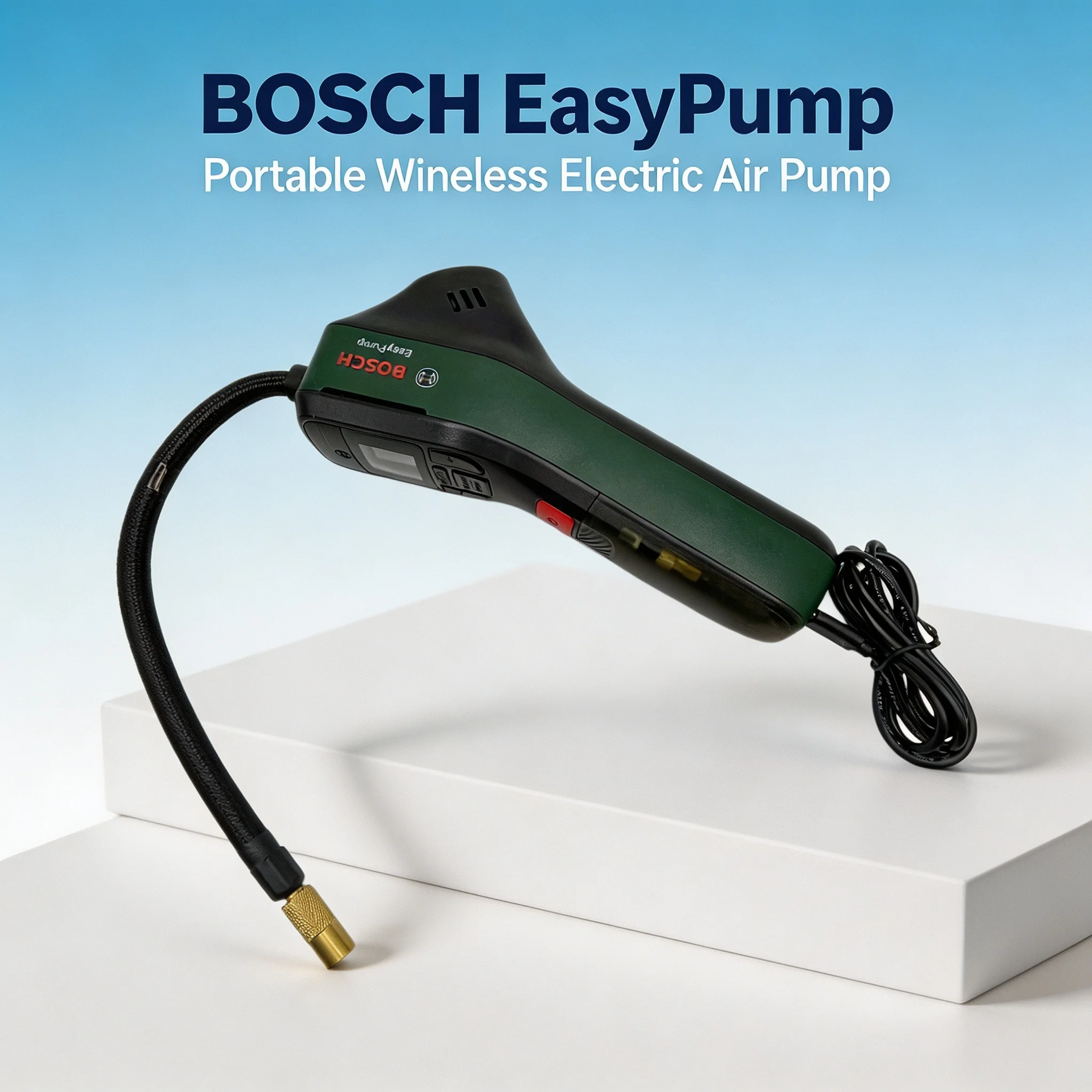 Bosch Electric Air Pump Portable Mini Tire Air Compressor with Led Display for Car Motorcycles Bicycle Swimring Tire Inflator