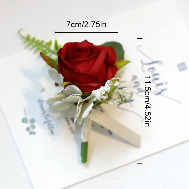 Boutonniere de seda artificial para homens e mulheres, Broche Noivo, Corsage De Pulso, Pulseira Buttonhole, Noiva, Decoração De Festa De Casamento, Casamento