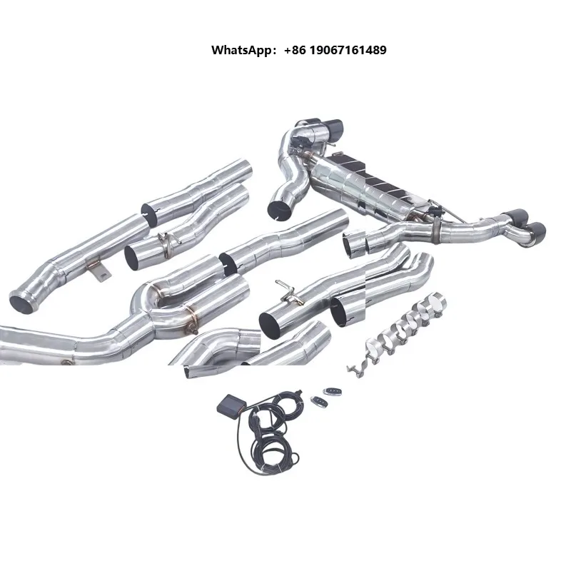 Three Liter Mid Rear Exhaust Assembly Stainless Muffler Electric Valves Four Outlet  Wholesale