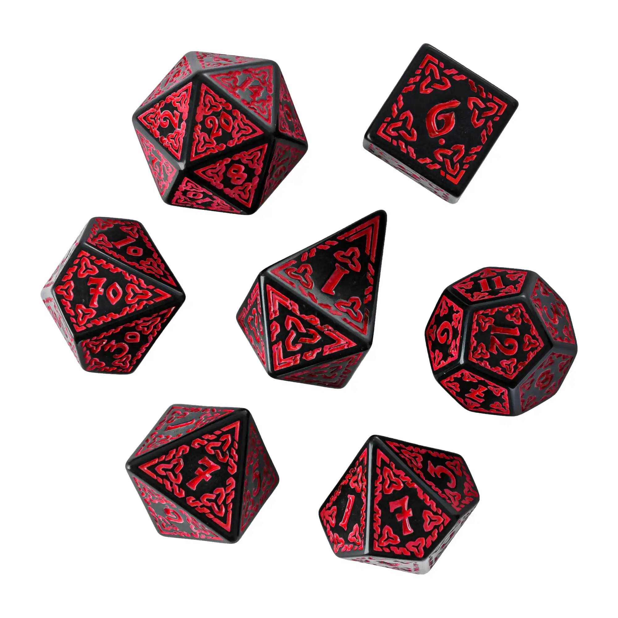 DND Celtic Knot Dice with Unique D4 7Pcs/Set New Pattern D4- D20 Polyhedral Dice for Role Playing Board Game D&D Tabletop Games