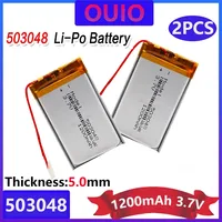 2pcs 503048 Rechargeable Battery 3.7V 053048 1200MAH Lithium Polymer Battery For MP3 MP4 Bluetooth GPS Wireless Stereo Headset