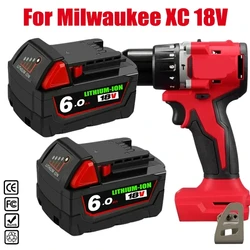 Batería de litio recargable para Milwaukee M18 XC, repuesto de 18V, 6Ah, 48-11-1860, 48-11-1850, 48-11-1840, 48-11-1820