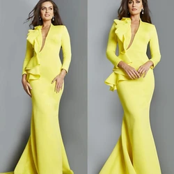 Customizeds Evening Mermaid V-neck Bespoke Occasion  Floor Length Saudi Arabia