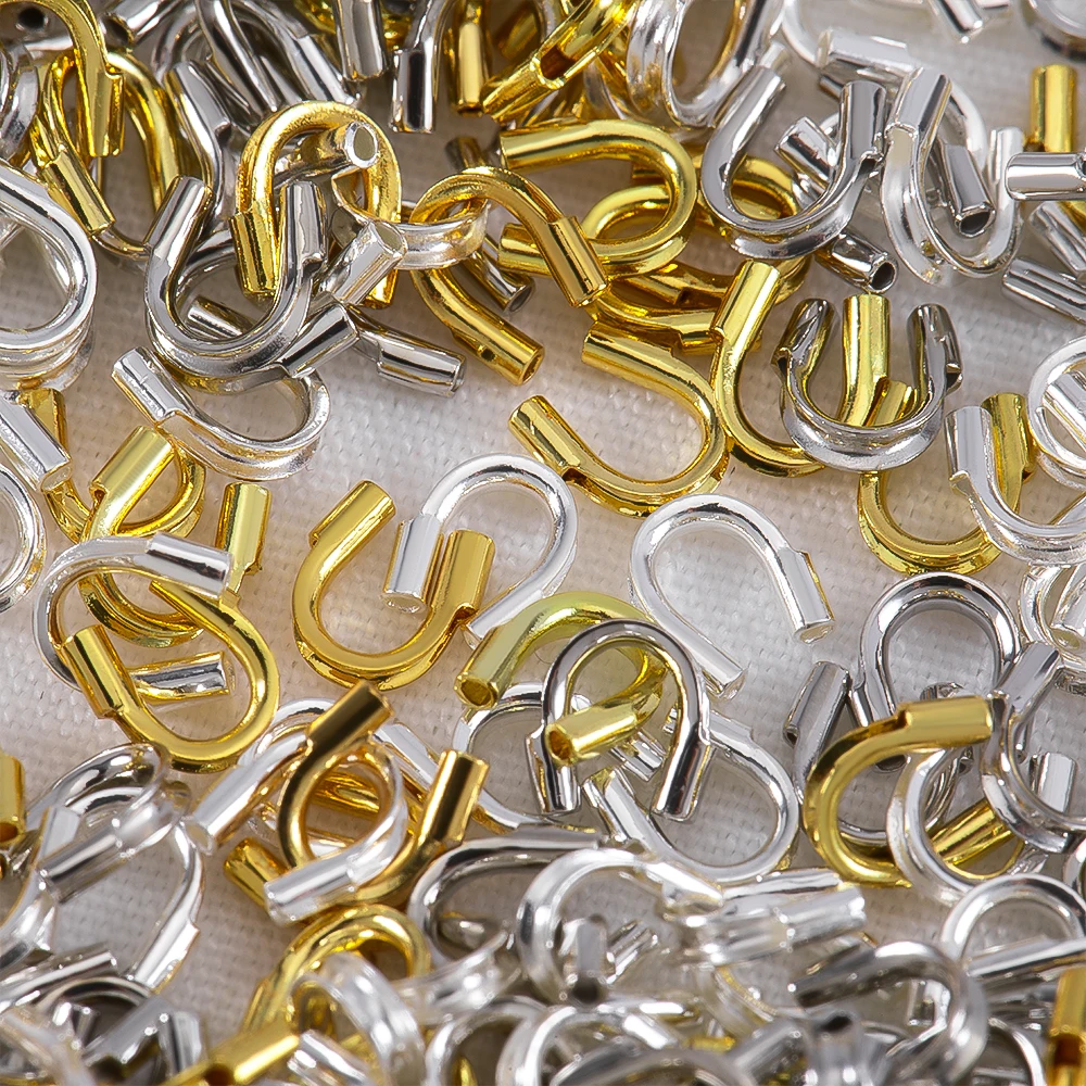 10pcs 20Pcs 50pcs 18K Plated Brass Wire Guard Guardian Protectors Loops U Shape Clasps Connector DIY Jewelry Making Accessories