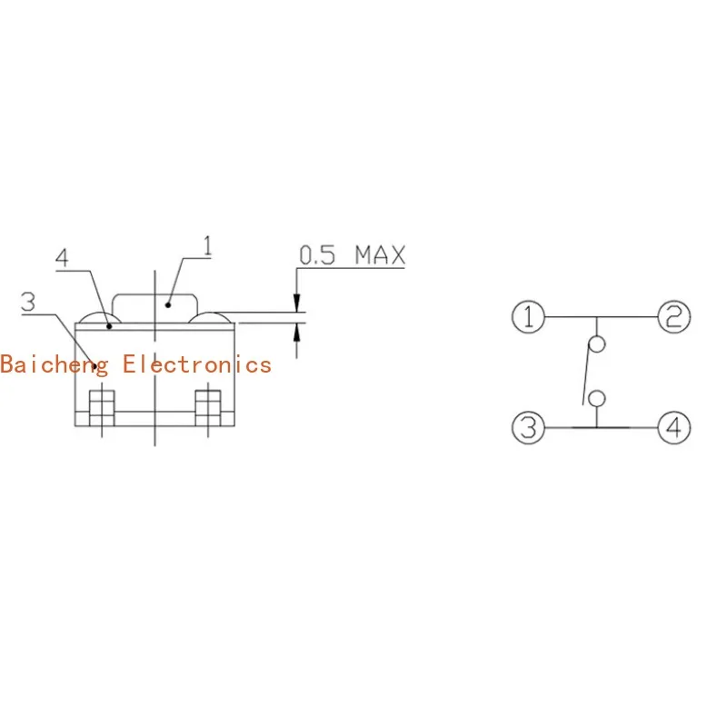 500PCS Tape patch 4-pin 4.5 * 4.5 * 3.8/4.5 touch button micro button switch micro reset