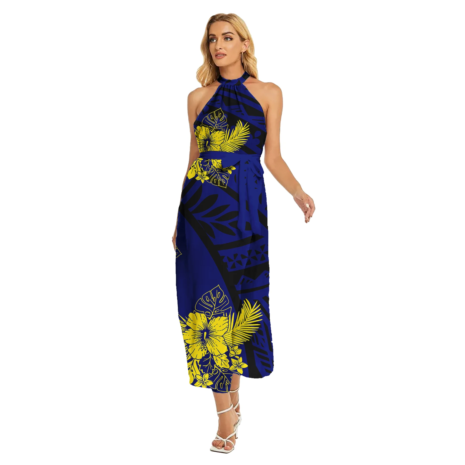 Island Prom Tropical Pattern Halter Dress Sexy Slim Fit Samoańska tradycja polinezyjska Odzież Duży rozmiar Eleganckie sukienki damskie