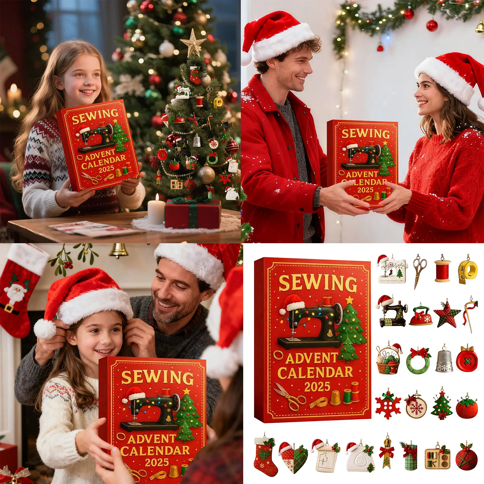 Minuterie de cuisine pour chat, calendrier de l'avent à coudre, 2025 – 24 jours de surprises pour les amateurs de couture |   Minuterie festive de 4 minutes