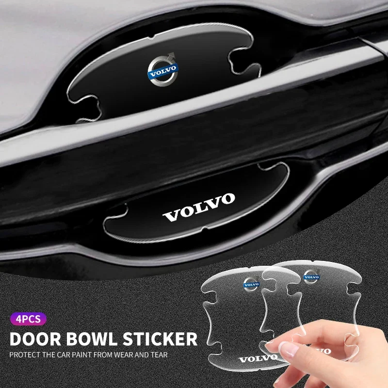 

Чаша дверной ручки автомобиля, прозрачная наклейка, защитные полоски от столкновений для Volvo Rdesign S80 V40 V50 V60 V70 S80L XC60 XC90
