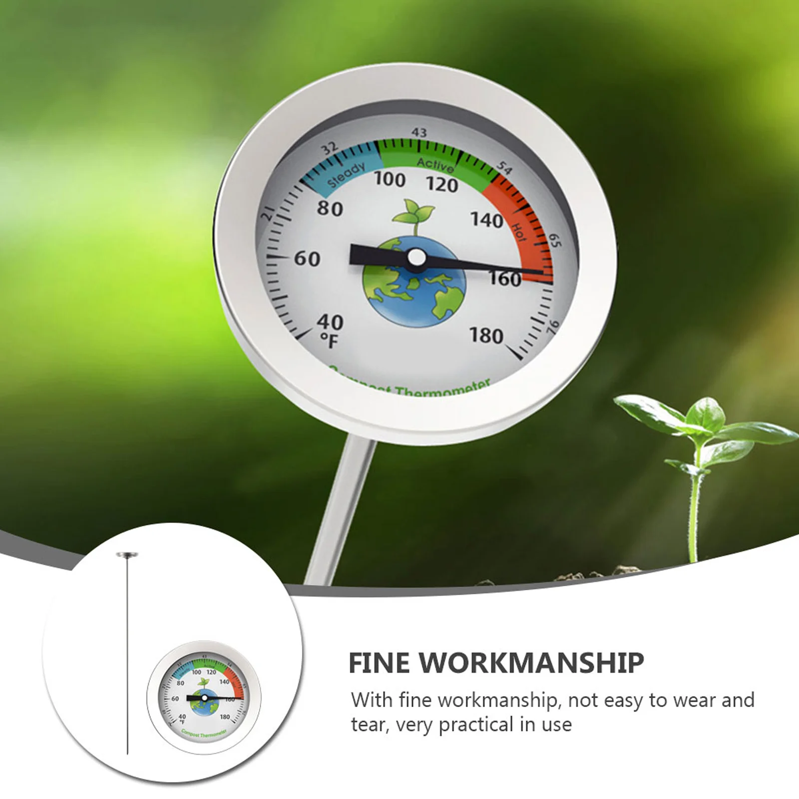 

1pc Soil Temperature Meter Stainless Steel Waterproof For Garden Flowerpot Greenhouse Use Thermometer Measuring Tool Instrument