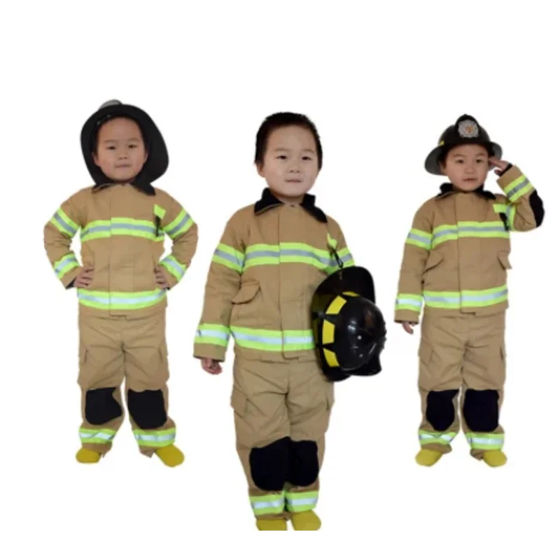 Fireman Sam Cosplay Costumes Cotton Linen Fancy Halloween Party Firefighter Uniform Boys Role Play Work Wear Kids Fireman Cos