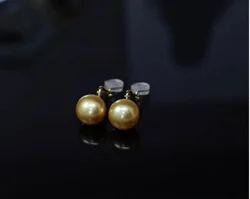 hot Huge AAA 7-8mm 8-9mm   9-10mm 10-11mm 11-12mm  natural south sea gold round Pearl No ear hole clip Earrings 925