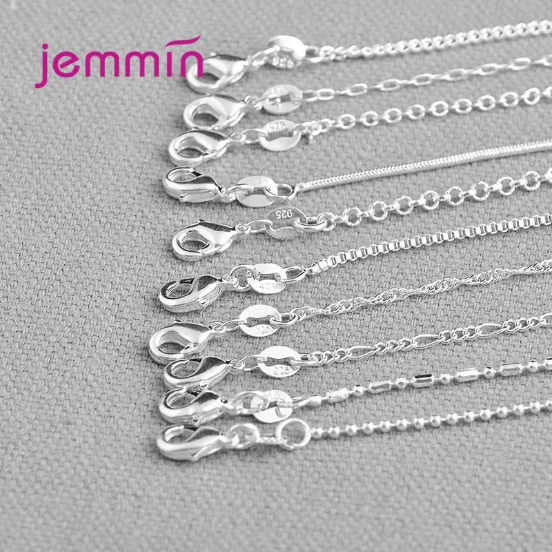 Wholesale 925 Sterling Silver Chains Necklace Jewelry Rolo Snake Waterwave Pearl Figaro Venice Box Bead Design 5PCS 16-30 Inch