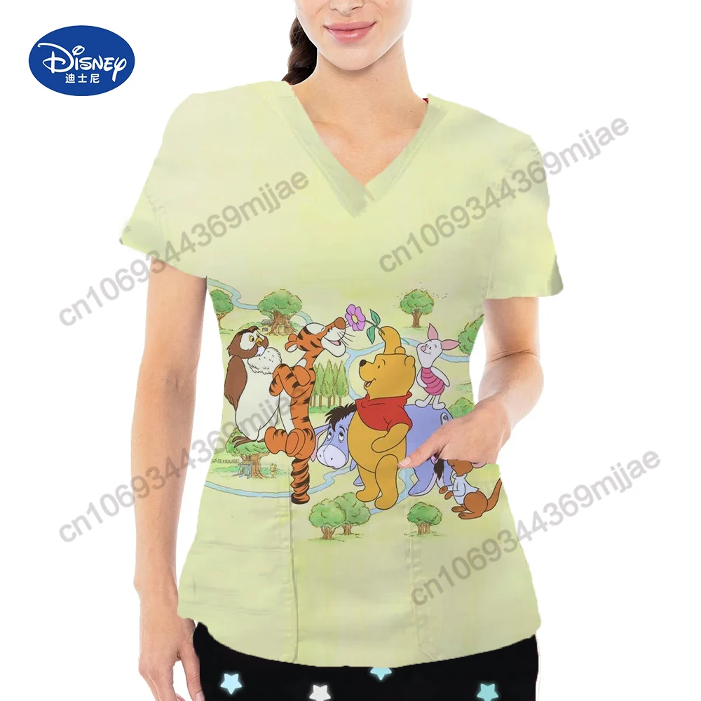 

Disney Pocket V-Neck Comfort Crop Top for Women T Shirt Tshirt Women's T-shirt Aesthetic Women's Blouses Japanese Y2k Tops Yk2