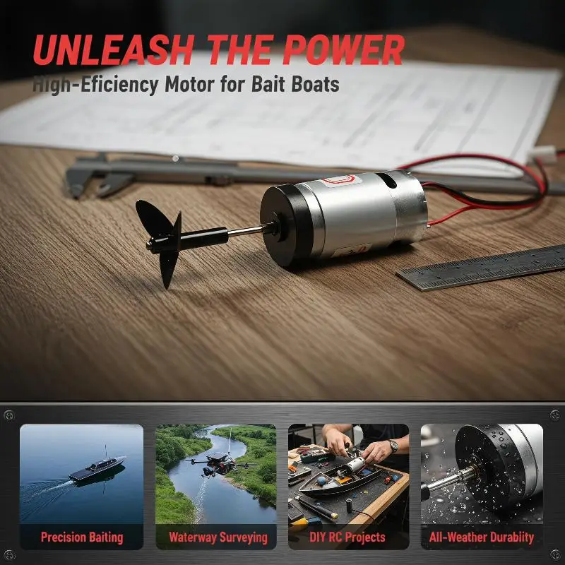 7.4V 390 Underwater Thruster with Propeller Built-in Boat Motor Engine for RC Boat Kayak Water Equipment Repair