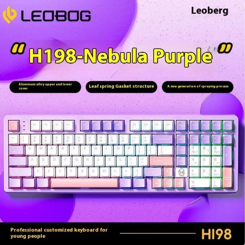 

LEOBOG Hi98 Механическая игровая проводная клавиатура, алюминиевая 101-клавишная RGB клавиатура для киберспорта, колпачки для клавиш из ПБТ, плата позиционирования ПК/FR4, ПК геймер