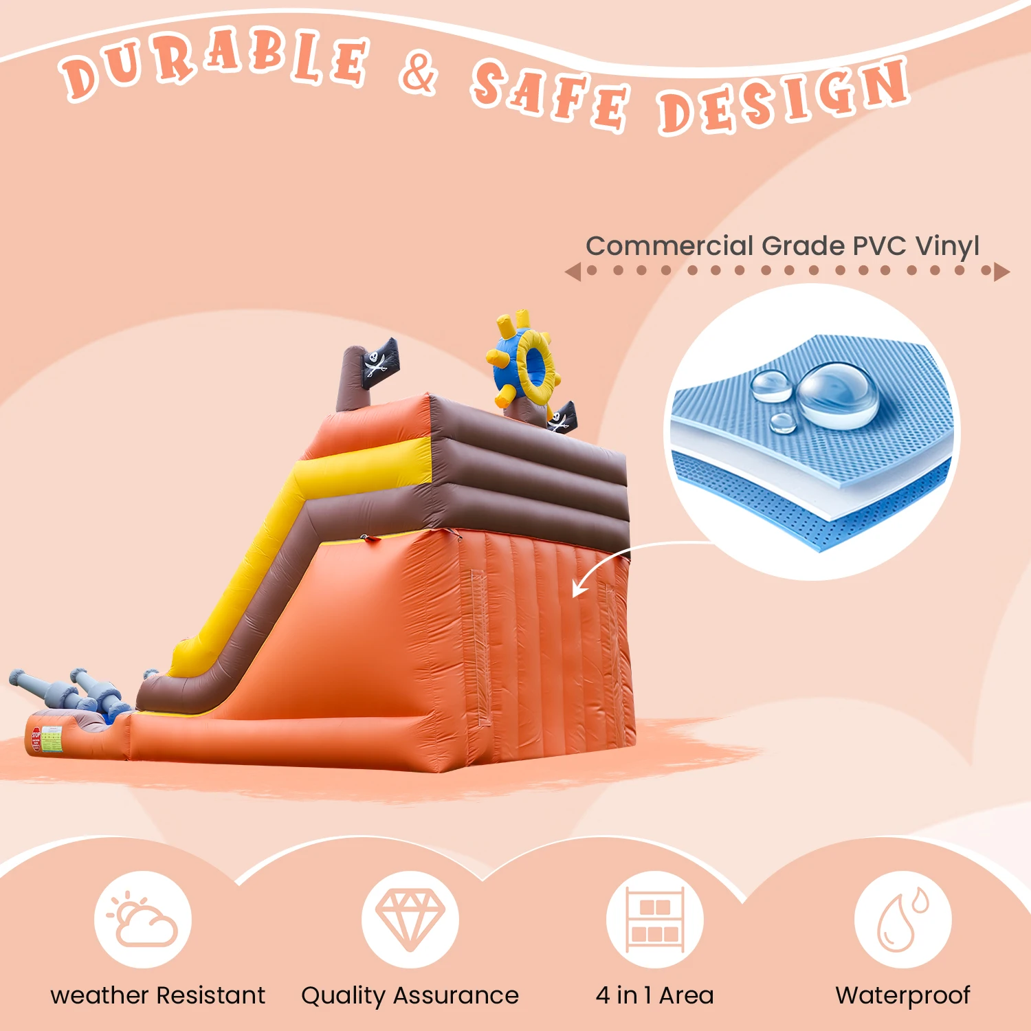 Corrediça de água inflável de 21 pés para adultos e crianças, corrediça de água comercial gigante com piscina de respingo maior/souffador de 1100 W/100% PVC,