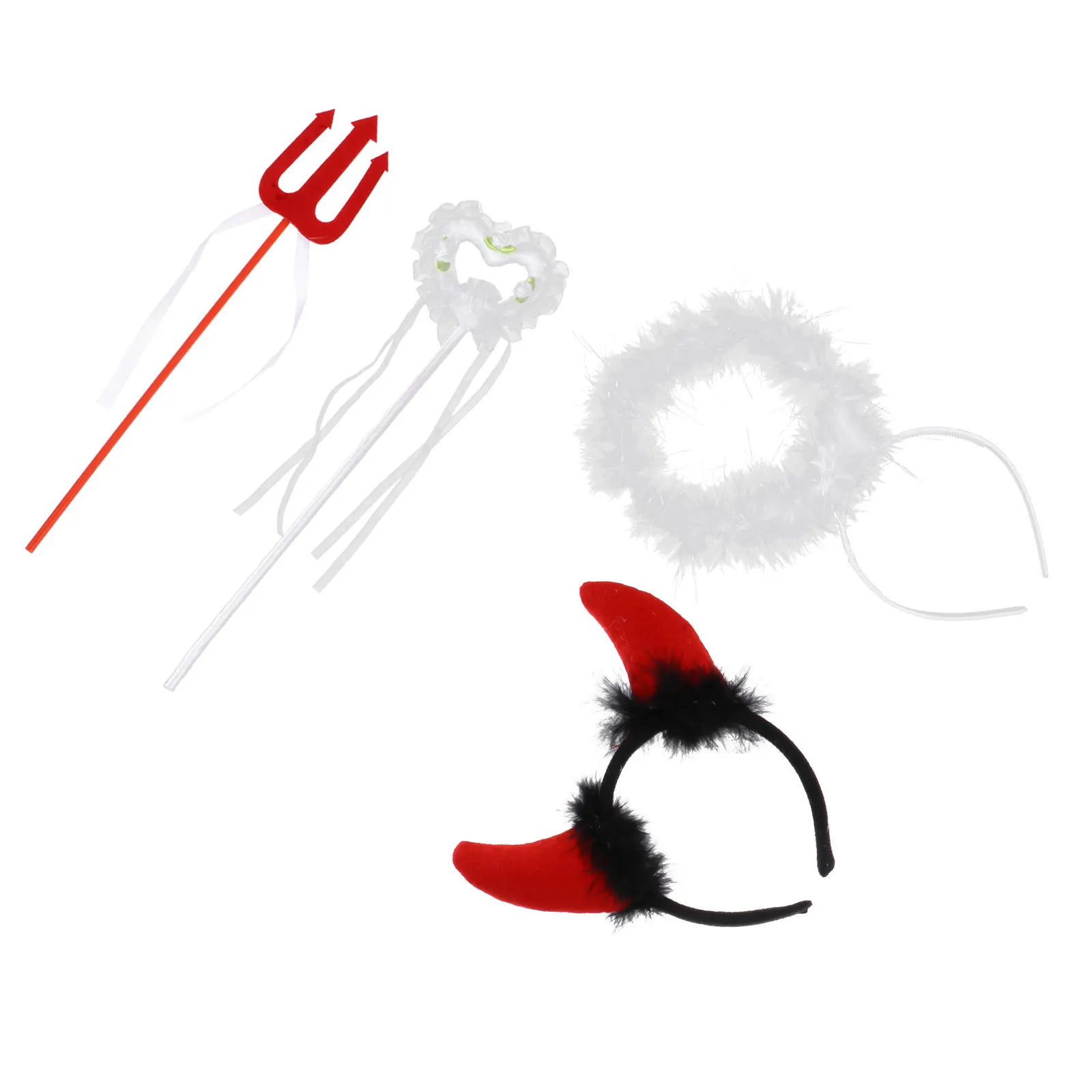 

2Sets Angel Devil Prop Wand Headdress Cosplay Costume Party Dressup Kids Performance Set Angel Devil Cosplay Props
