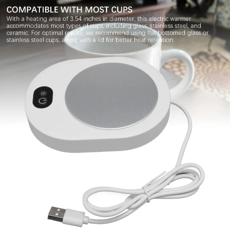 Electric Coffee Cup Warmer 13W Aluminum Material 50℃ Constant Temperature Easy Cleanup Heated Mug Warmer Office And Home Use