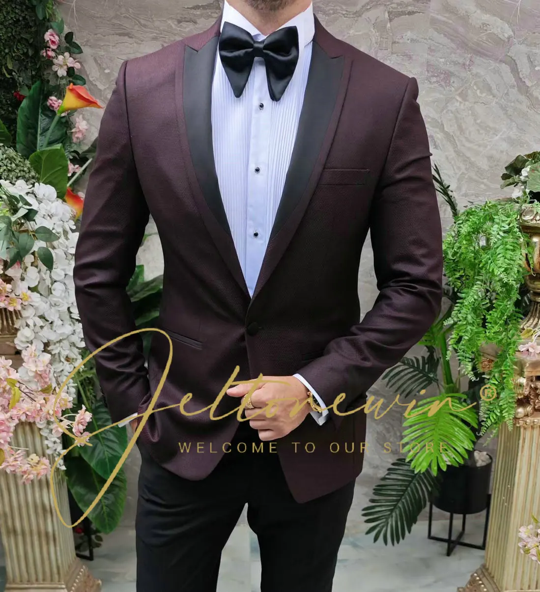 Suit for Men 2-Piece (Jacket + Pants) Lightweight Blazer Regular Tuxedo Wedding Prom Easter Party traje de hombre elegante