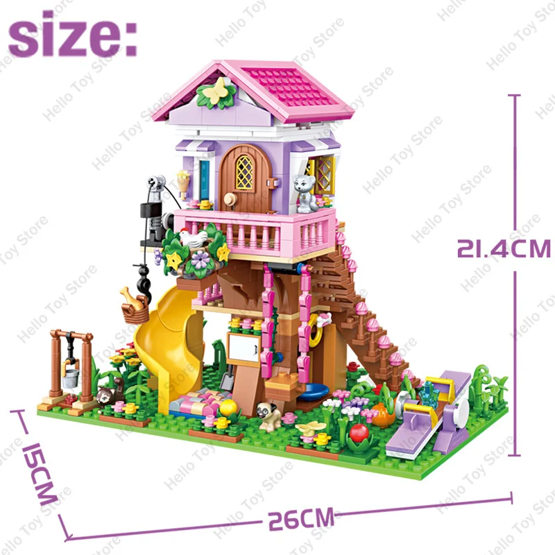 2024 Amicizia Summer Treehouse Building Blocks Camping House Modello Classic Girl Princess Figure Mattoni Giocattolo di compleanno Regali fai da te