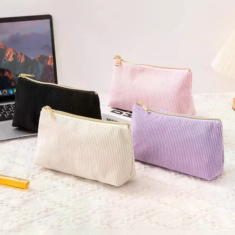 /HTF/Corduroy Storage Bag Cosmetic Bags Portable Travel Makeup Bag Cosmetics Organizer Coin Purse Stationery Bag Multi-purpose