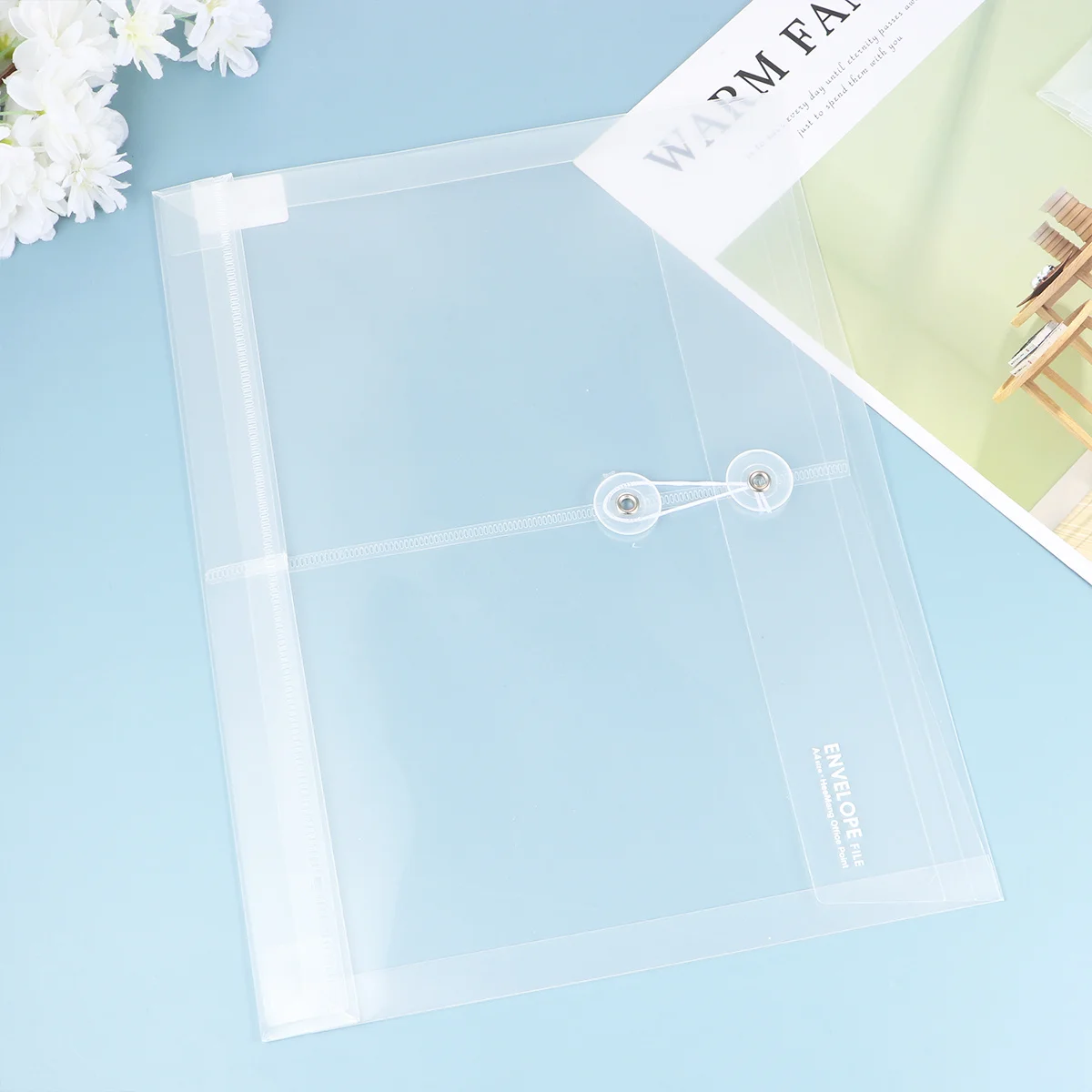 

10Pcs Document Envelopes Waterproof Plastic File Folder A4 Size Transparent String Closure Organizer for Home Office School
