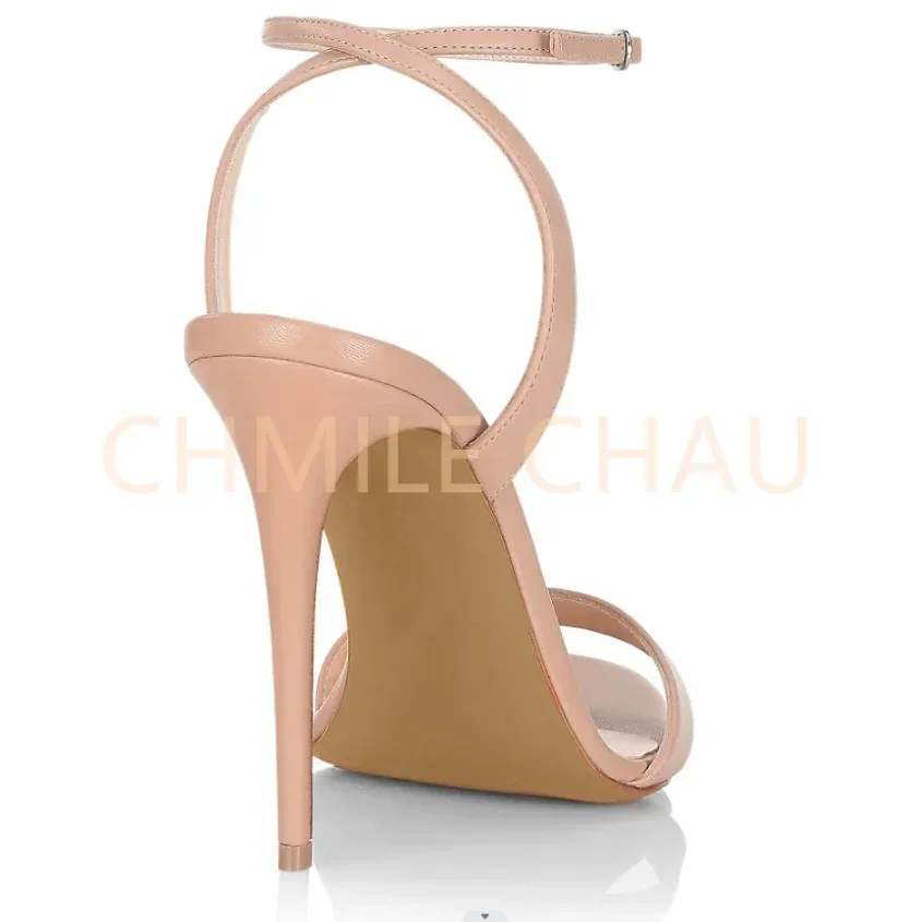 【Measure your feet length before order】Elegant Women Luxry Sandals High Heels Ankle Straps Designer Big Size Dress Shoe 4-CHC-30