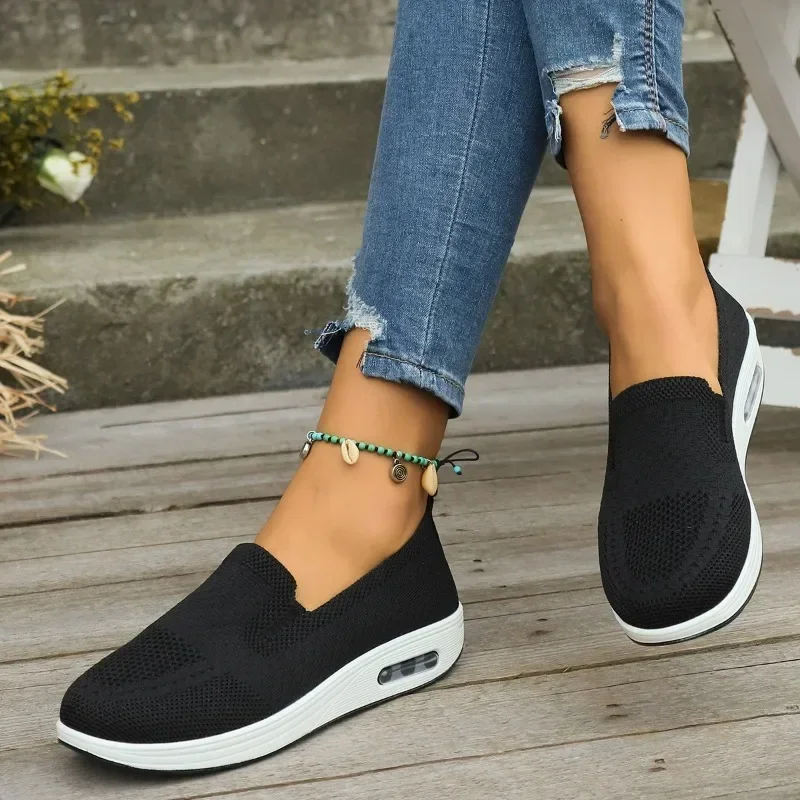 2024 New Loafer Tennis Female Orthopedic Sneakers Vulcanized Shoes for Women Mesh Breathable Platform Slip-On Zapatos De Mujer