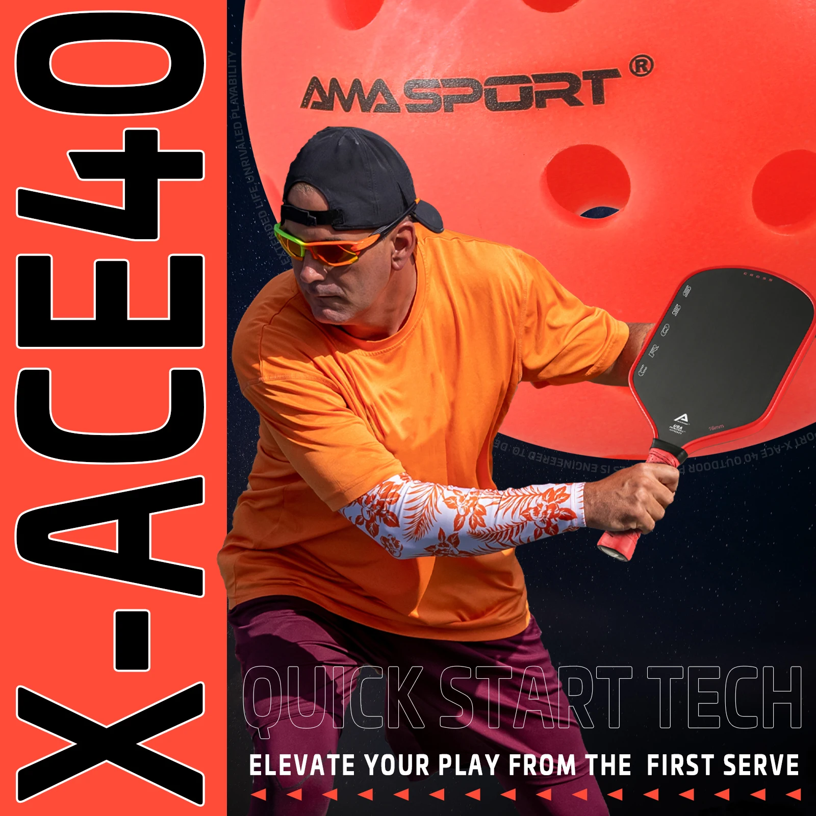 AMA SPORT X-ACE Pickleball 12er-Pack – 40 Loch Outdoor Pickleball 100 % POP rissfester Ball für alle Pickleball-Paddel