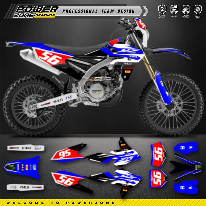 PowerZone Custom Team Graphics Backgrounds Decals Stickers Kit For YAMAHA WRF450 16-19 YZF450X 15-18 Motorcycle Decals 03