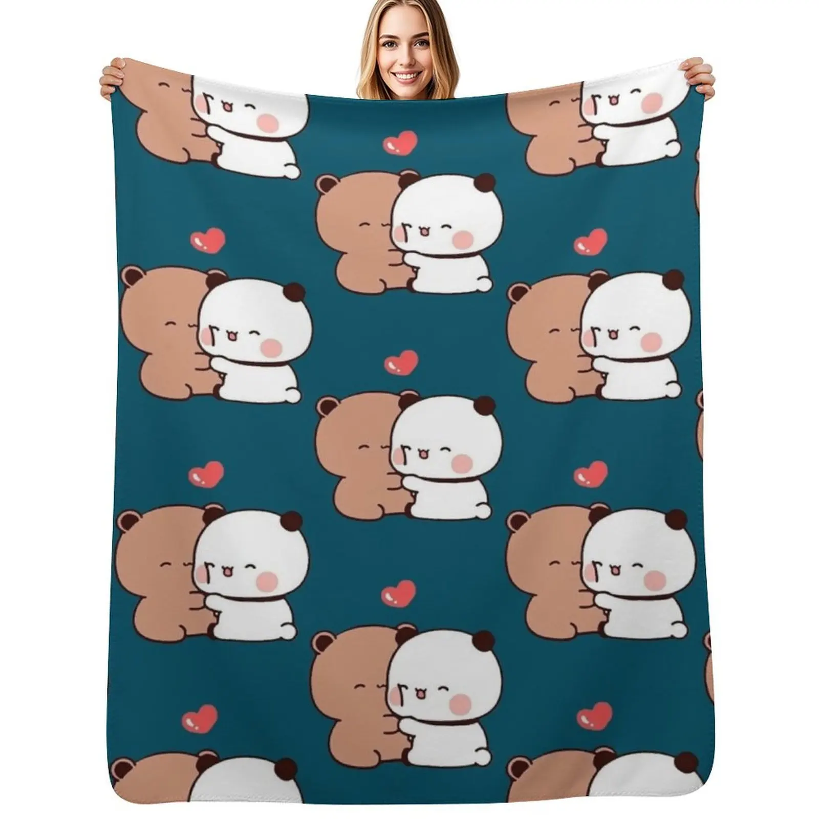 DuDu Bear and BuBu Panda special moment?? Active Throw Blanket Warm blankets ands Winter beds Nap Heavy Blankets
