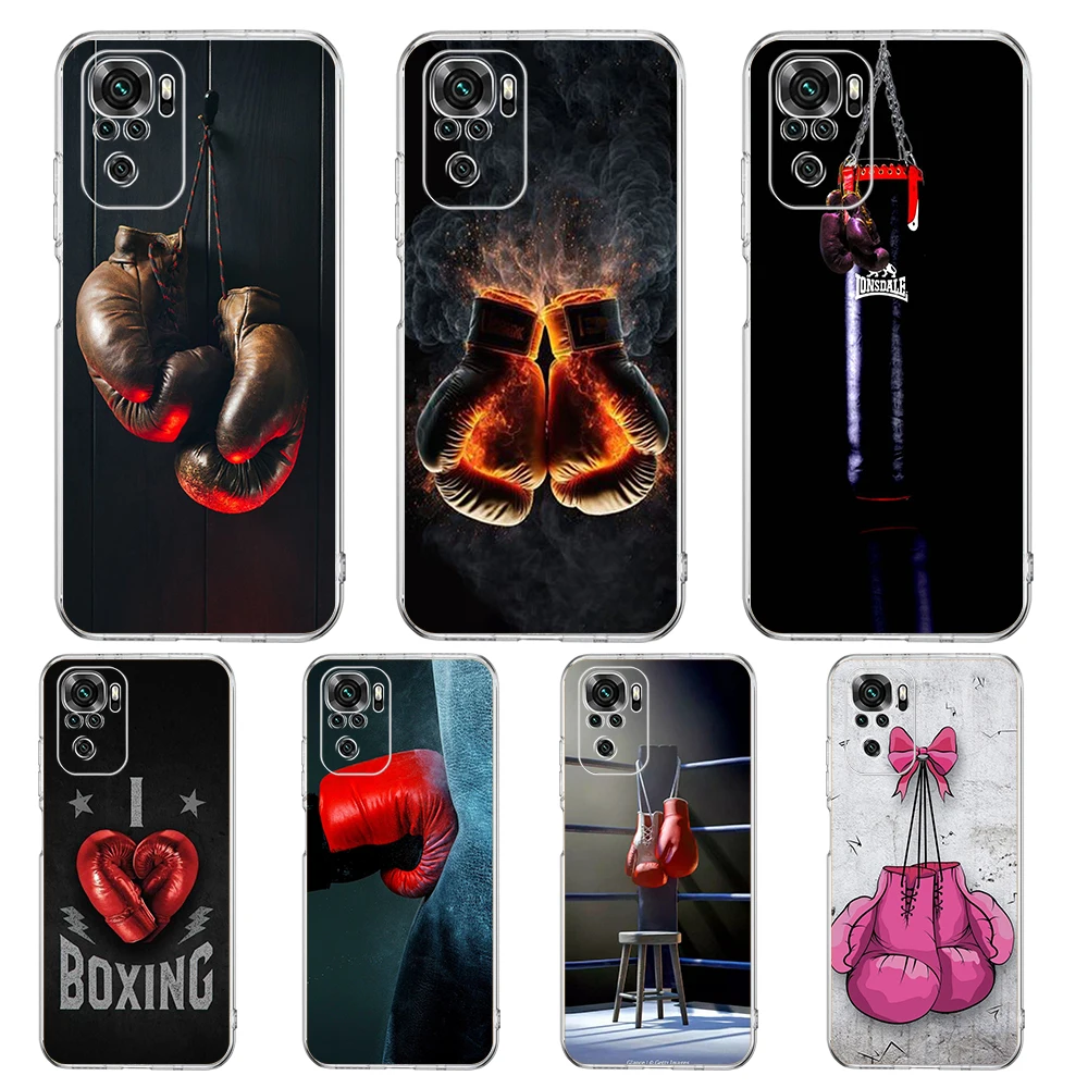 Transparent Phone Case for Redmi 13C 12C 10C Note 13 12 11 11T K40 Gaming Plus Pro 4G 5G Soft TPU Cover Shell Boxing Gloves Bags