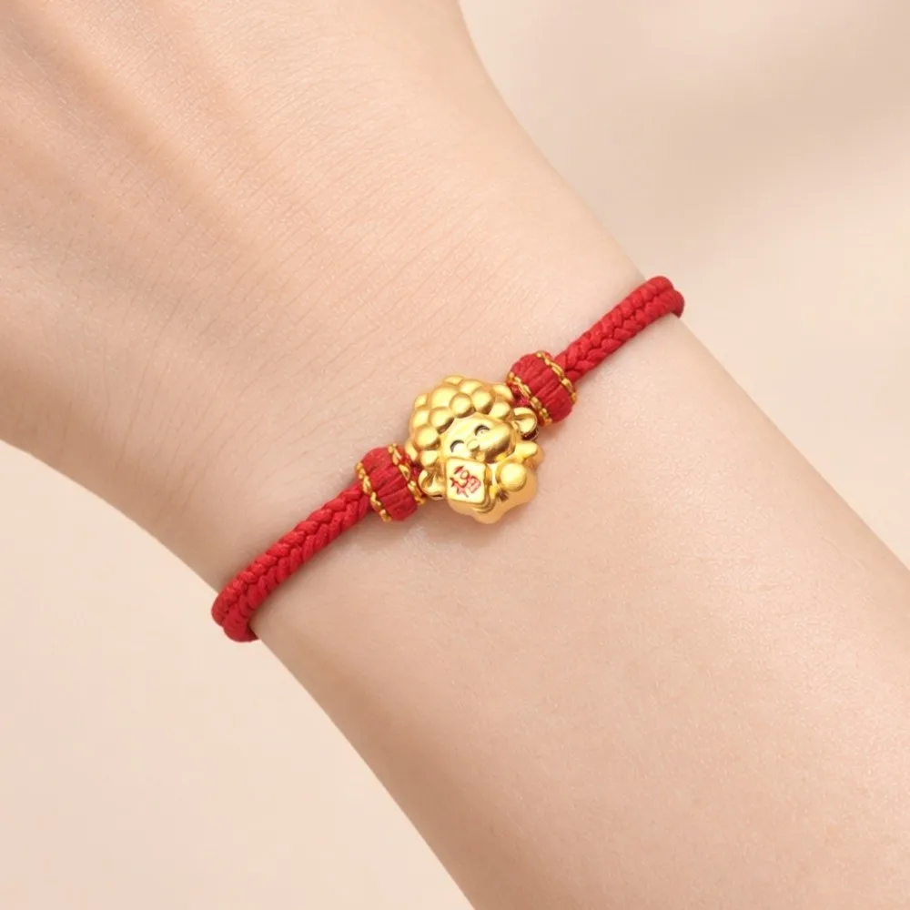New Braided Zodiac Goat Bracelet Gold Plated Lightweight Red String Hand Chain Sliding Adjustable Lucky Bracelet Daily Wear