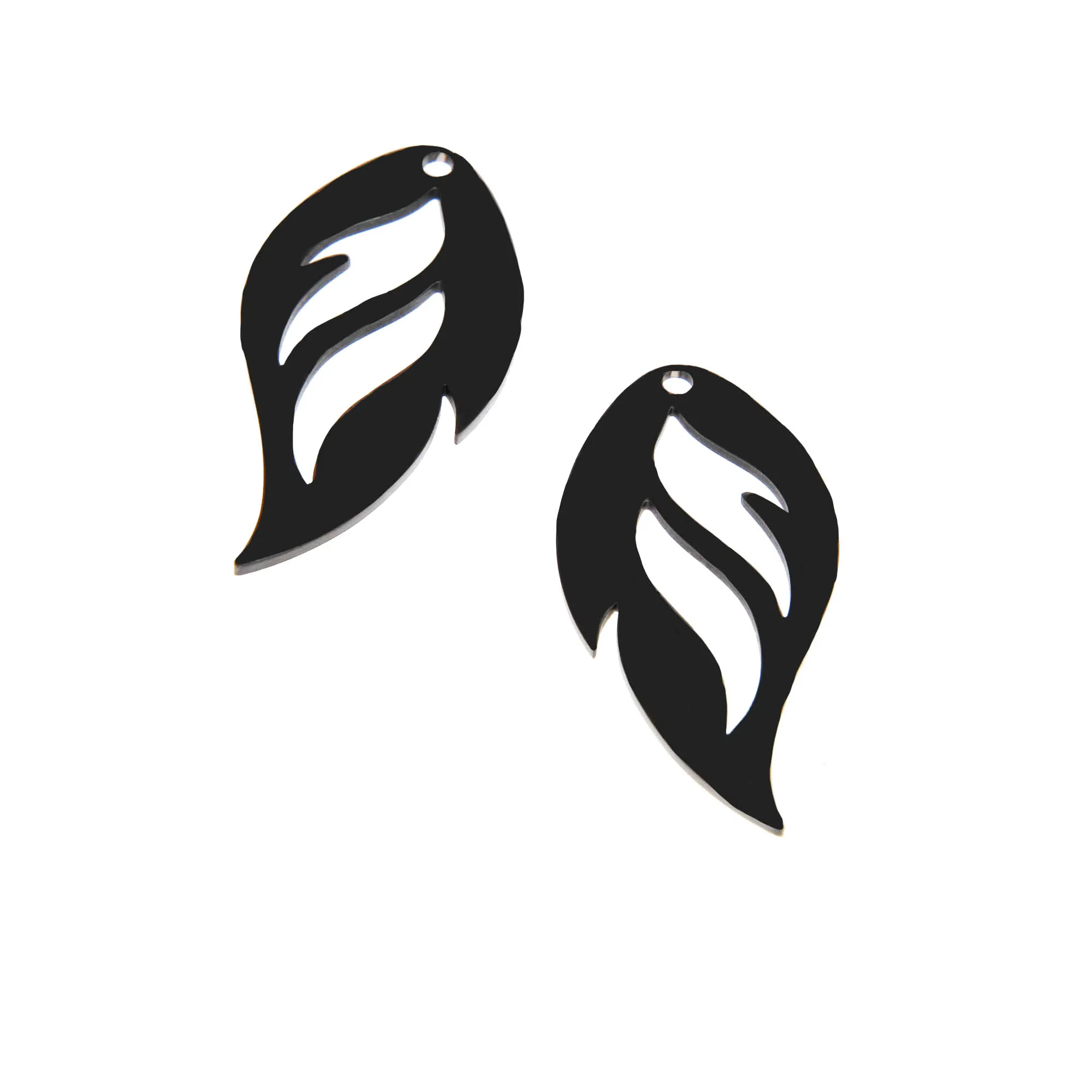 

5Pieces/lot Leaf Tribal Charm Fire Shape Stainless Steel Black Pendant for Diy Earring Necklace Jewelry Making 30*15mm