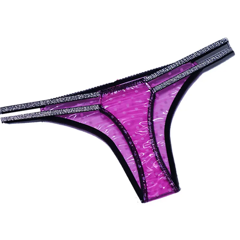 Plus Size Glossy Smooth Soft Tpu Plastic Film Thin Strap Transparent Thong Low Waist Super Smooth Couple Lingerie See Through