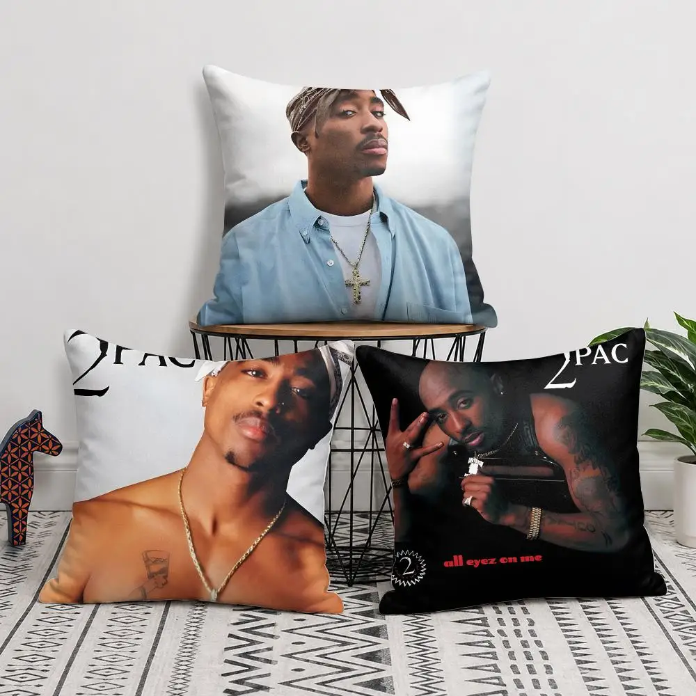 2Pac T-Tupac S-Shakur All Eyez On Me Cushion Cover Double-Sided Plush Sofa Pillow Covers Organic Breathable Invisible Zipper