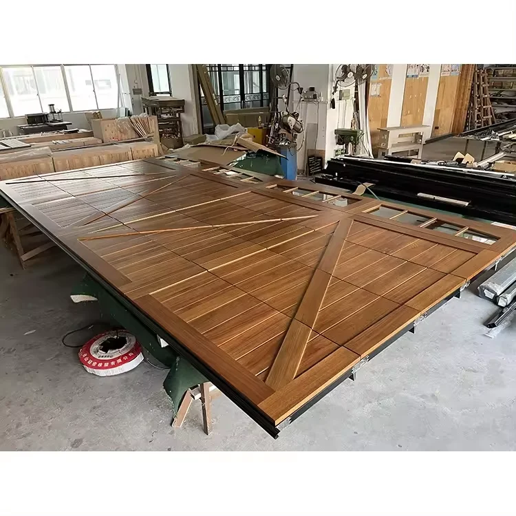 Log Kleur Massief Hout Perspectief Raam Moderne Stijl Massief Hout Isolatie Elektrische Garagedeur Fabrikant